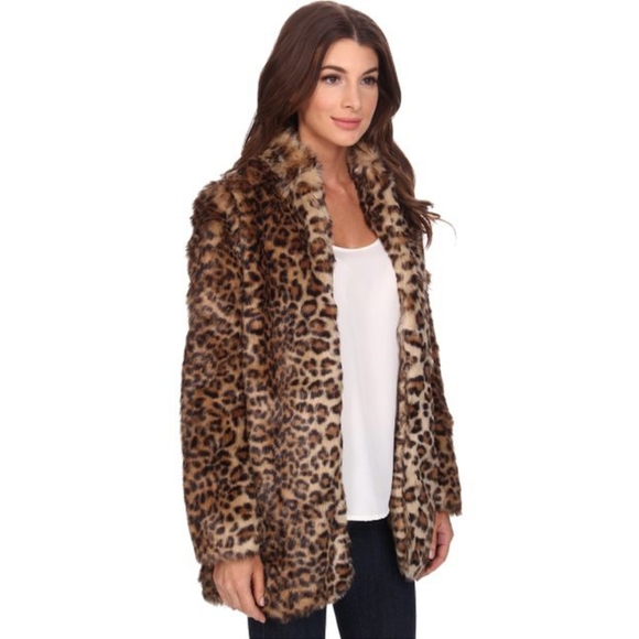 $348 NWT ☆ NYDJ ☆ West End Coat Vicuna CHEETAH Faux Fur Jacket Winter Large - Picture 6 of 7